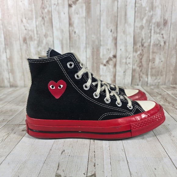 Comme des Garcons Play x Converse Shoes - Comme des Garcons Play Converse Chuck 70 High Top Black Red A01793C Womens 6